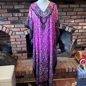 Miss Lavish London Purple Paisley Kaftan Tunic Dress size 14-18